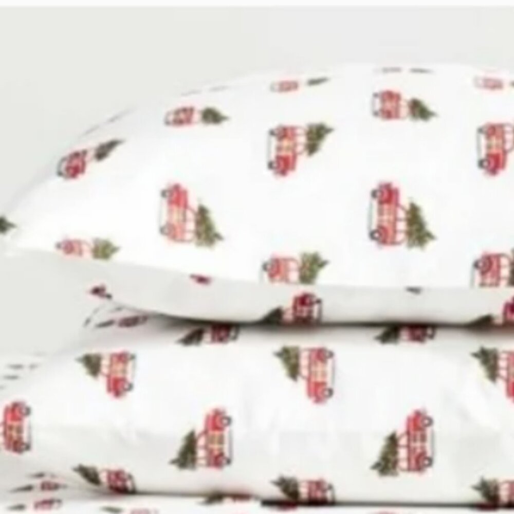 Pottery Barn Woody Car Cotton Pillowcases Christmas Holiday